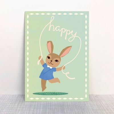 Cartolina "Buona Pasqua" Coniglietto felice