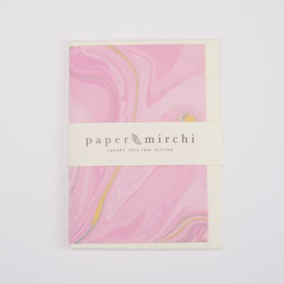 Hand Marbled Greeting Card - GC Free Spirit Rosewater