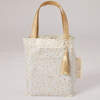 Fabric Gift Bags Tote Style -  Vanilla Confetti (Small)