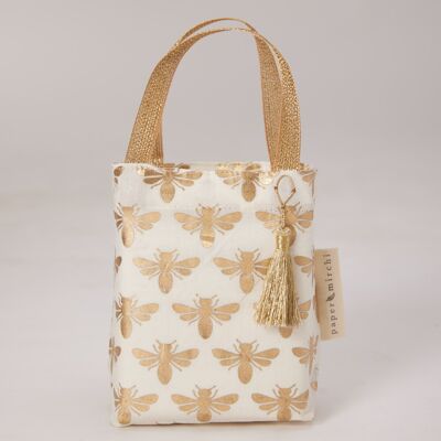 Fabric Gift Bags Tote Style -  Vanilla Bees (Small)