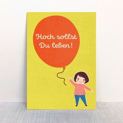 Postkarte "Hoch sollst Du leben" gelb