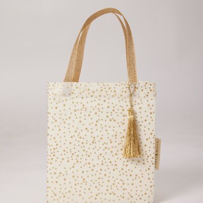 Sacs-cadeaux en tissu style fourre-tout - confettis vanille (moyen)