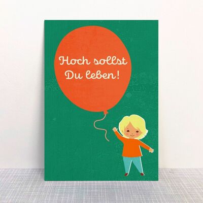 Postkarte "Hoch sollst Du leben" grün