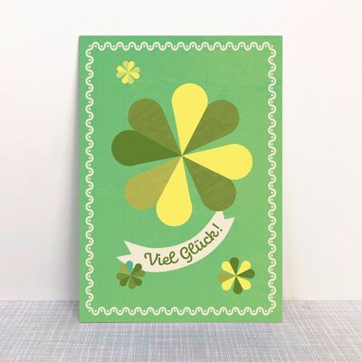 Postcard "Good luck" shamrock