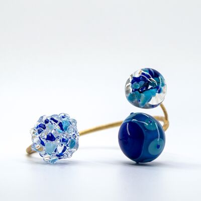 Bracciale artigianale in vetro di Murano blu Chania Klein