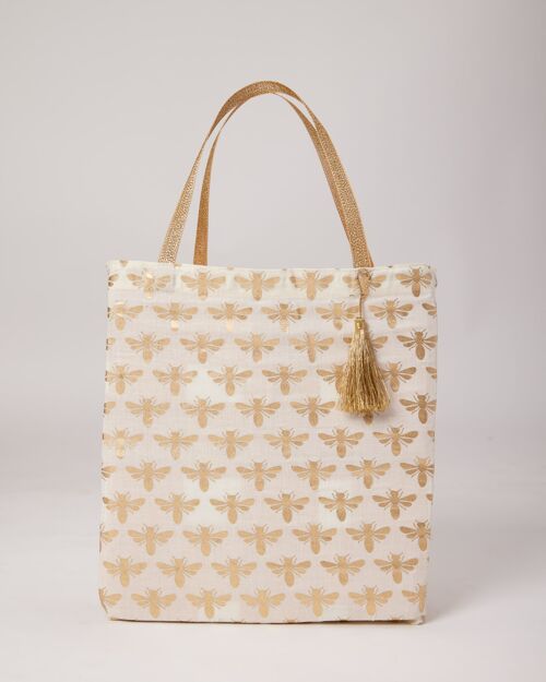Fabric Gift Bags Tote Style - Vanilla Bees (Large)