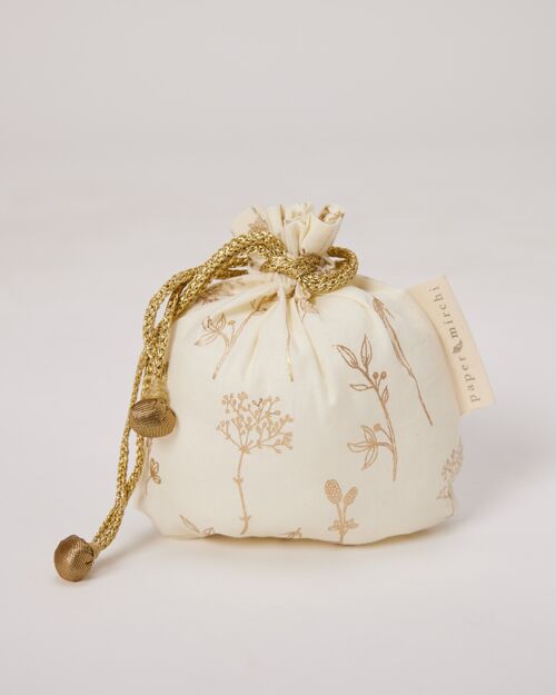 Fabric Gift Bags Double Drawstring -  Wildflowers (Small)