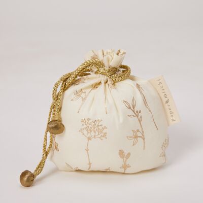 Bolsas de regalo de tela con doble cordón - Flores silvestres (pequeñas)