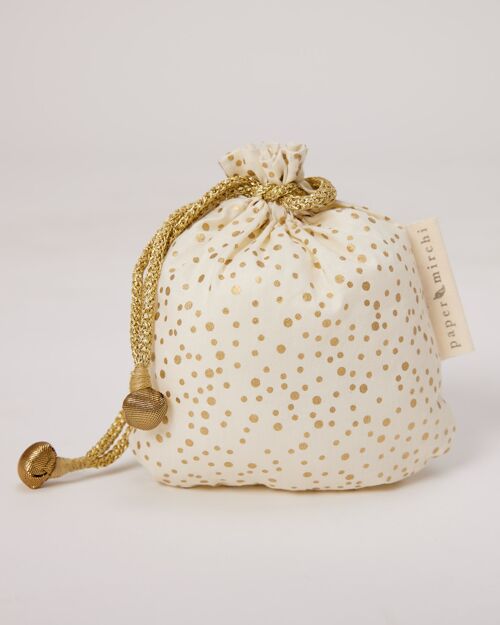 Fabric Gift Bags Double Drawstring -  Vanilla Confetti (Small)