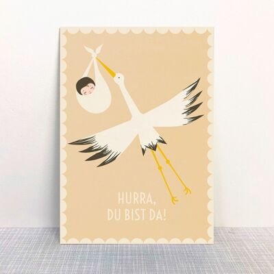 Postal Hurra Cigüeña beige