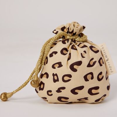 Fabric Gift Bags Double Drawstring -  Safari (Small)