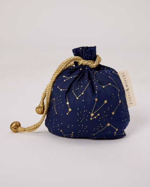 Fabric Gift Bags Double Drawstring -  Night Sky (Small)