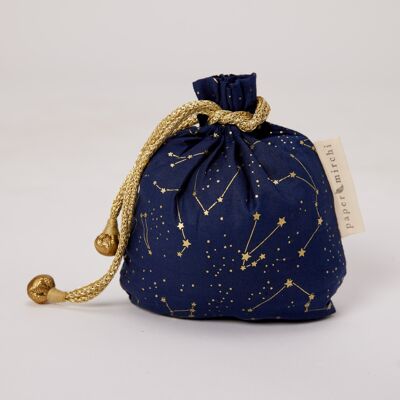 Fabric Gift Bags Double Drawstring -  Night Sky (Small)
