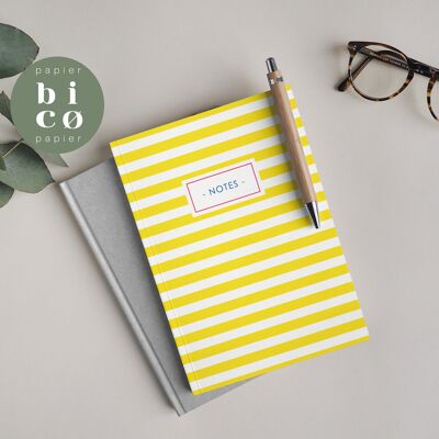 NOTEBOOK | A5 | Yellow Stripes | Notepad for School | Notizbuch | Gefüttertes Tagebuch | Tagebuch | Notizblock für die Schule | Cuaderno de notas | Libreta Rayada | Carnet Ligné | Bloc-Notes pour l'Ecole | Quaderno a Righe | Blocco Note per la Scuola