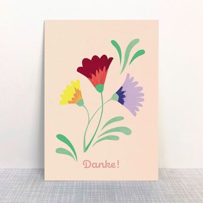 Postkarte "Danke" Blumen