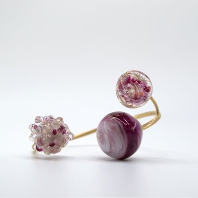 Bracelet artisanal en verre de Murano rose Chania