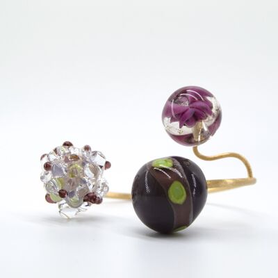 Bracelet fait main en verre de Murano violet