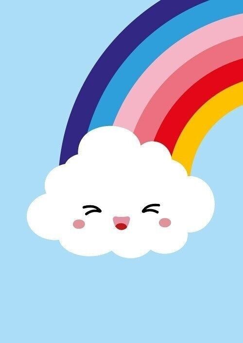 Postcard cloud rainbow cute kawaii everyday card