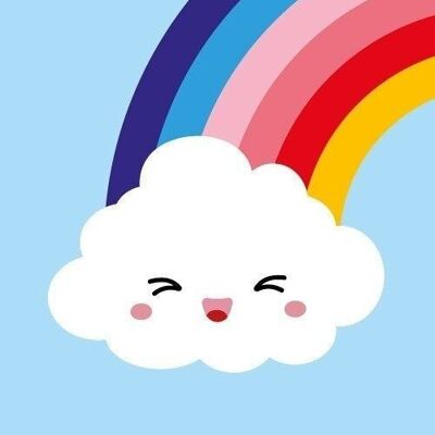 Cartolina nuvola arcobaleno carino kawaii per tutti i giorni