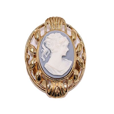 Broche clip para bufanda vintage con cabeza de mujer