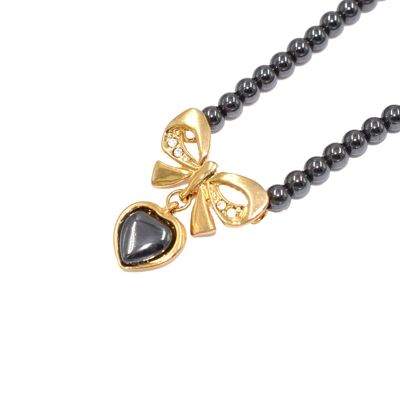 Collier hématite avec pendentif coeur