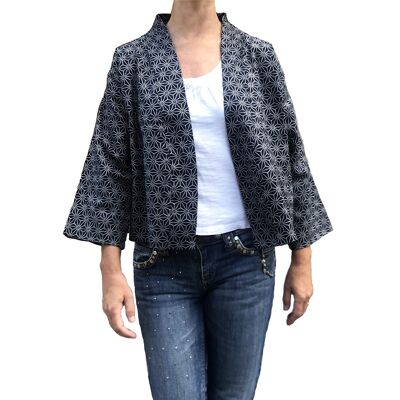 Short Japanese cotton kimono jacket Stars