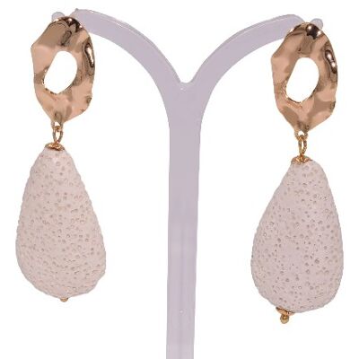 Boucles d'oreilles lave blanche