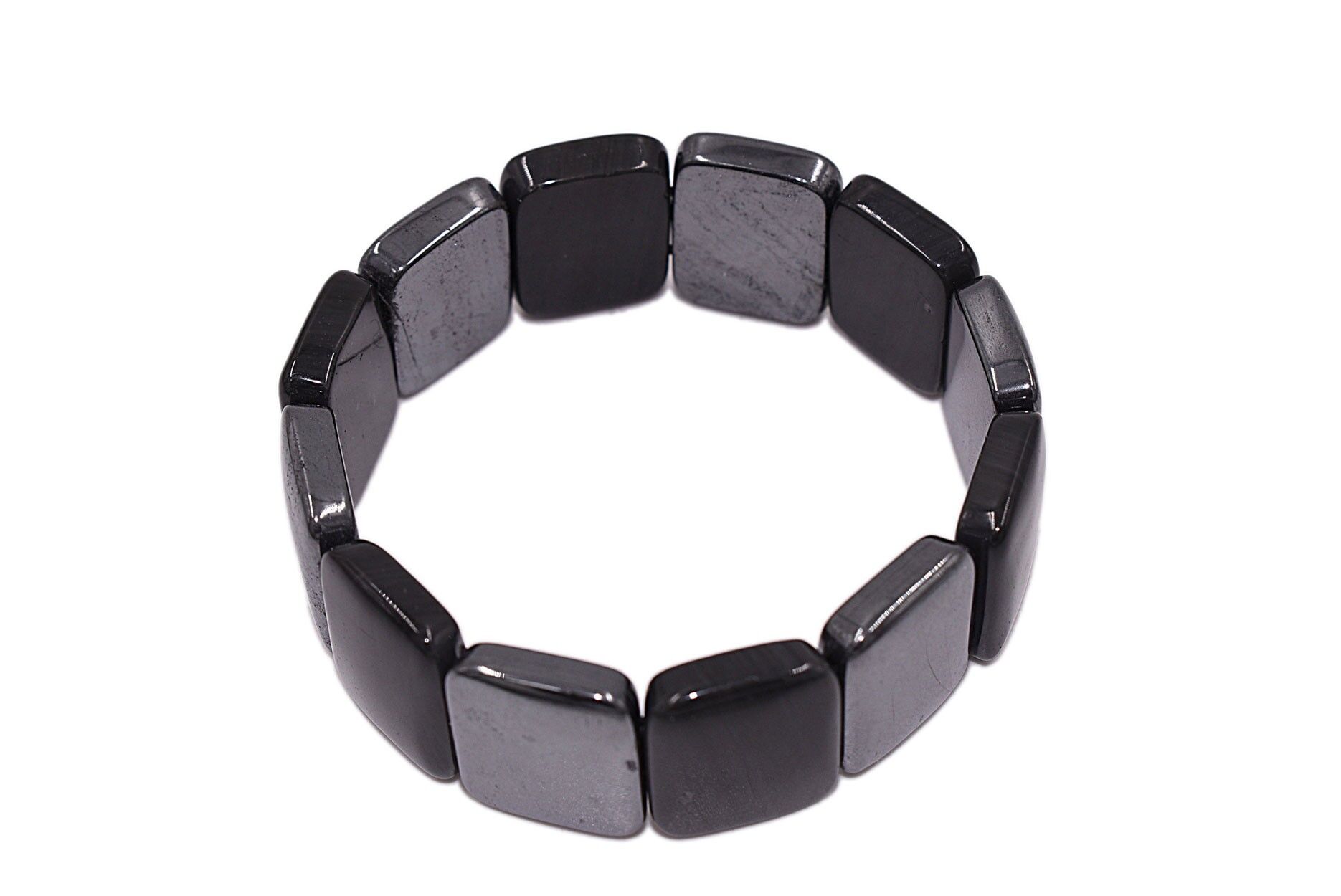 Armband elastisch aus Hämatit und Onyx