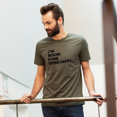 T-Shirt "I need a happy earth" - Herren - Farbe Khaki