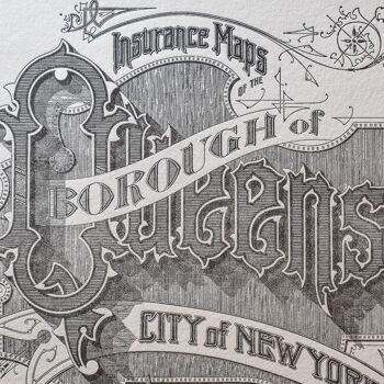 Affiche Letterpress Queens, A4, USA, américain, calligraphie, typographie, vintage, ville, voyage, noir 2