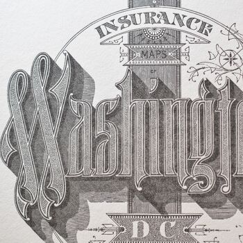 Affiche Letterpress Washington, A4, USA, américain, calligraphie, typographie, vintage, ville, voyage, noir 5