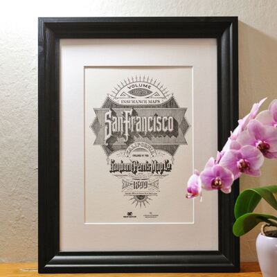 Póster tipográfico de San Francisco, A4, EE. UU., Americano, caligrafía, tipografía, vintage, ciudad, viaje, negro