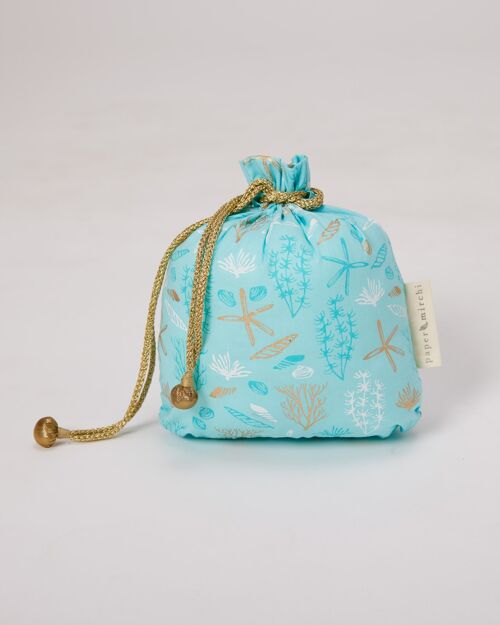 Fabric Gift Bags Double Drawstring -  Marine (Medium)
