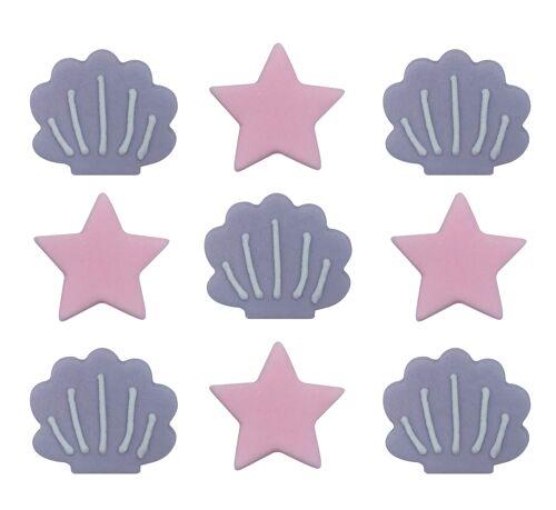 Mermaid Shine Stars and Shells Sugarcraft Toppers