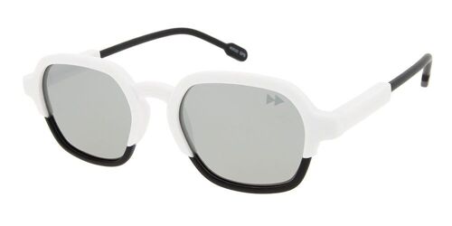 GLENN Premium - Matt White & Black Frame with Mirrored Polarised Lenses