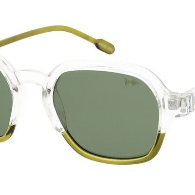 GLENN Premium - Montura transparente y verde con lentes polarizadas verdes