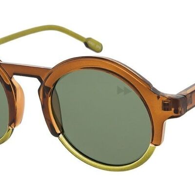 ASHER Premium - Montura marrón y verde con lentes polarizadas verdes