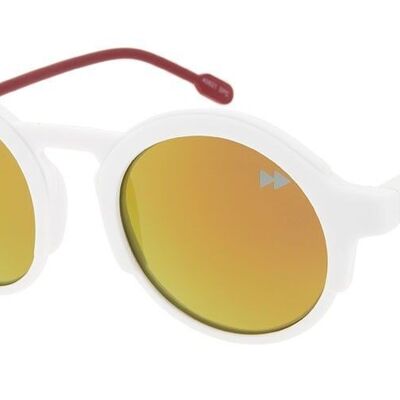 ASHER Premium - Montura blanca mate con lentes polarizadas espejadas rojas