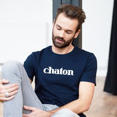 T-shirt "Chaton" - Homme - Couleur Bleu Marine