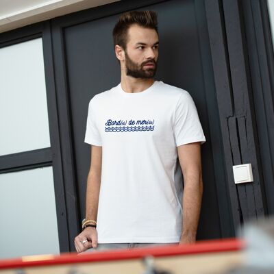 T-shirt "Bord(el) de mer(de)" - Uomo - Colore Bianco