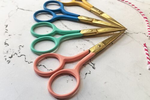 Colourful Embroidery Scissors -  Coral with gold blades