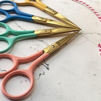 Colourful Embroidery Scissors -  Coral with gold blades