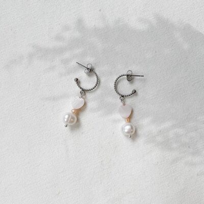 Boucles d'oreilles créoles "L'amour est partout" argent