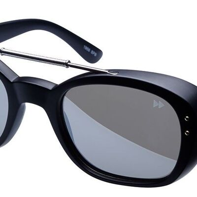 SPUTNIK Premium - Montura negra y plateada con lentes polarizadas plateadas espejadas