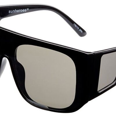 FUJI Premium - Montura negra con lentes polarizados plateados espejados