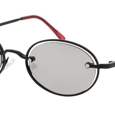 OSVALD - Montura negra con lentes plateados espejados