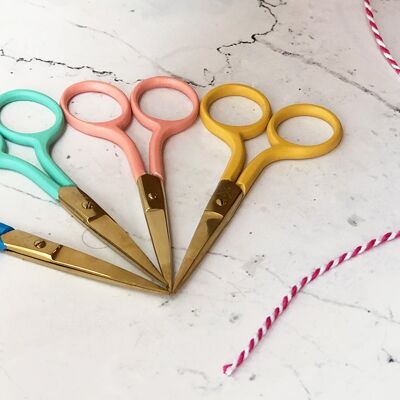 Colourful Embroidery Scissors -  Yellow with gold blades