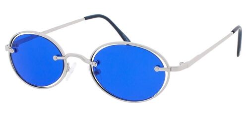 OSVALD - Silver Frame with Dark Blue Lenses