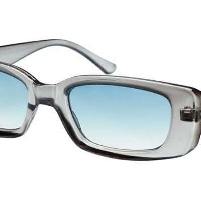 VERTIGO - Montura gris con lentes celestes