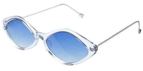 CHIHIRO - Clear & Silver Frame with Light Blue Lenses